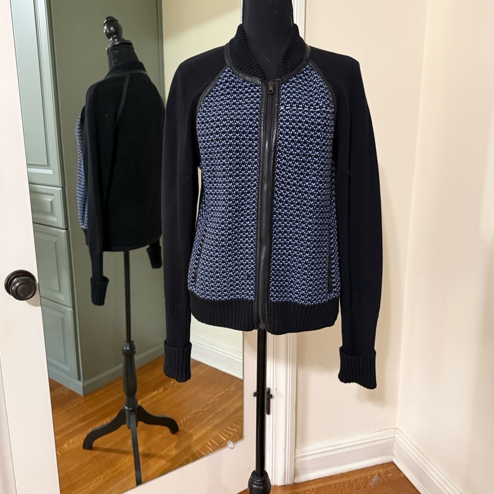 rag & bone Black and Blue Knit Bomber